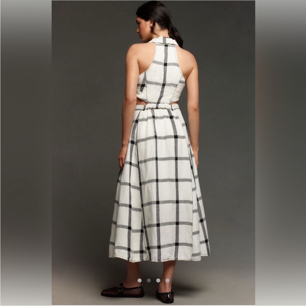 Anthropologie Pilcro Halter Plunge Linen Midi Dress - Picture 2 of 6